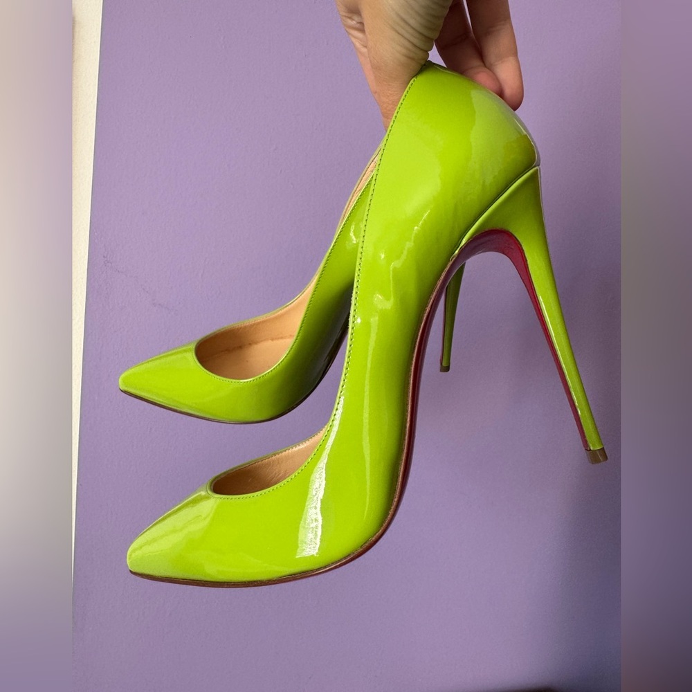 Christian Louboutin Lime Green Pigalle follies 100 Stiletto Heels - Picture 2 of 16
